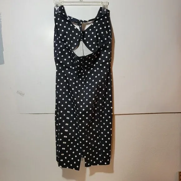 Womens Jones New York Black with white polka dot halter dress size 8 - Picture 3 of 7